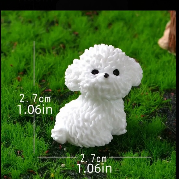 4 Piece Set Miniature Tiny White Dog Maltese Style Figurines - Picture 7 of 10